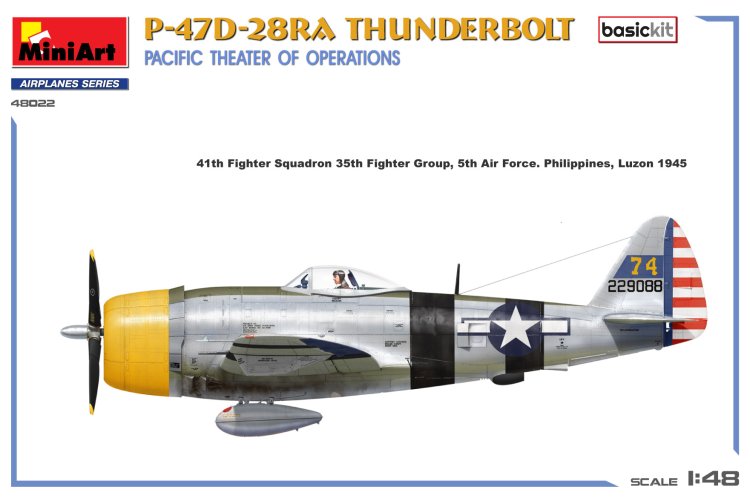 1:48 MiniArt 48022 P-47D-28RA Thunderbolt Vliegtuig - Pacific Theater of Operations - Basic Kit - Min48022 2 - MIN48022