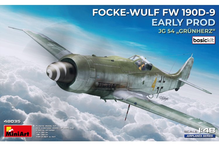 1:48 MiniArt 48035 Focke-Wulf Fw 190D-9 Early Production - JG54 Gr&uuml;nherz WWII - Duits Propellervliegtuig - Min48035 1 - MIN48035