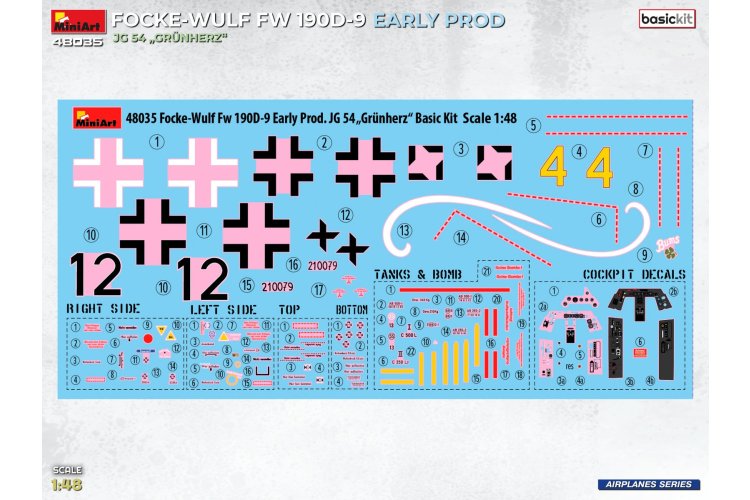1:48 MiniArt 48035 Focke-Wulf Fw 190D-9 Early Production - JG54 Gr&uuml;nherz WWII - Duits Propellervliegtuig - Min48035 4 - MIN48035