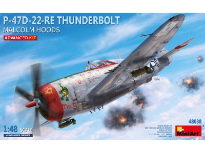 1:48 MiniArt 48038 Republic P-47D-22RE Thunderbolt Malcolm Hoods WWII - Advanced Kit - Amerikaans Vliegtuig - Min48038 1 - MIN48038