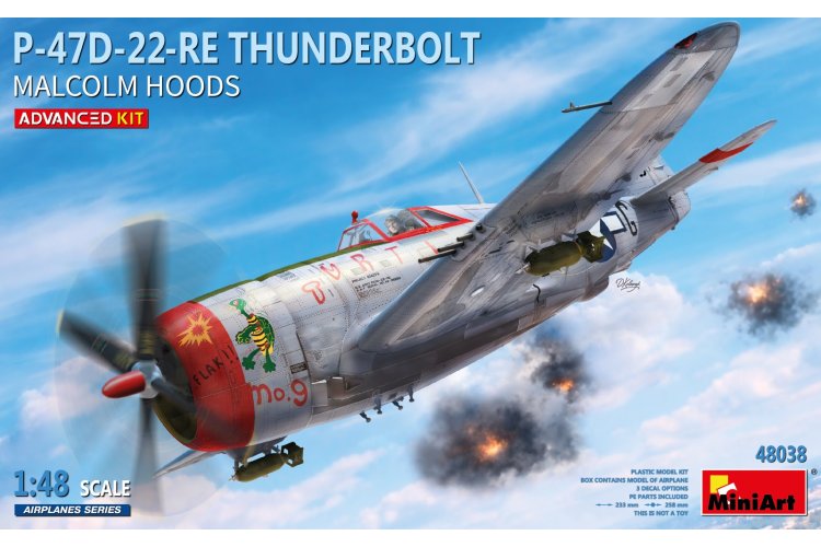 1:48 MiniArt 48038 Republic P-47D-22RE Thunderbolt Malcolm Hoods WWII - Advanced Kit - Amerikaans Vliegtuig - Min48038 1 - MIN48038