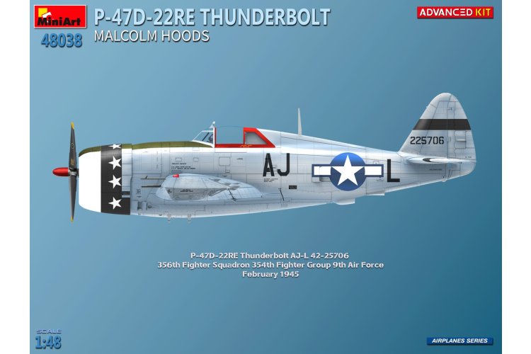 1:48 MiniArt 48038 Republic P-47D-22RE Thunderbolt Malcolm Hoods WWII - Advanced Kit - Amerikaans Vliegtuig - Min48038 4 - MIN48038