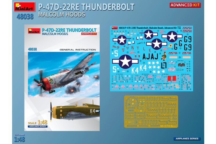 1:48 MiniArt 48038 Republic P-47D-22RE Thunderbolt Malcolm Hoods WWII - Advanced Kit - Amerikaans Vliegtuig - Min48038 5 - MIN48038