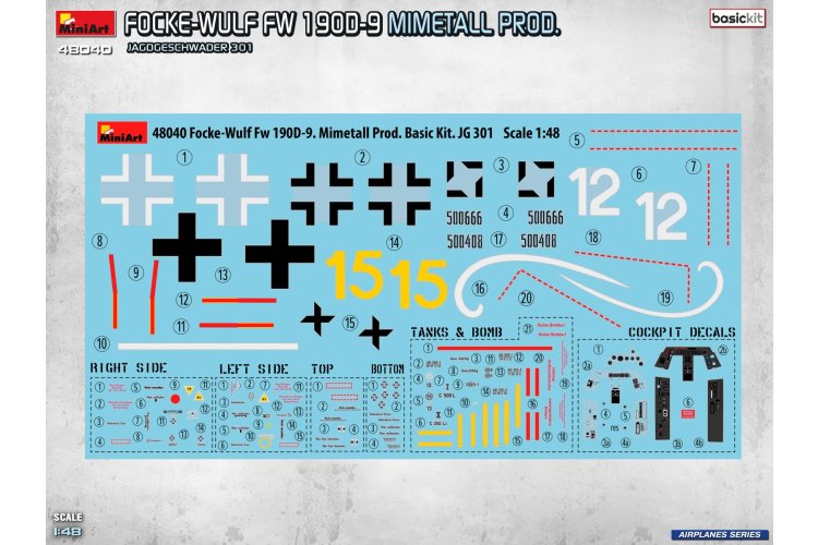 1:48 MiniArt 48040 Focke-Wulf Fw 190D-9 - Mimetall Prod. JG 301. Basic Kit - Duits Propellervliegtuig - Min48040 17 - MIN48040