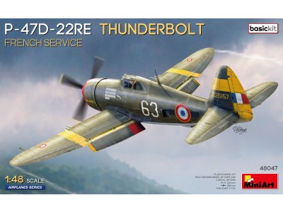 1:48 MiniArt 48047 Republic P-47D-22RE Thunderbolt - Franse Dienst - Basic Kit - Frans Propellervliegtuig - Min48047 1 - MIN48047