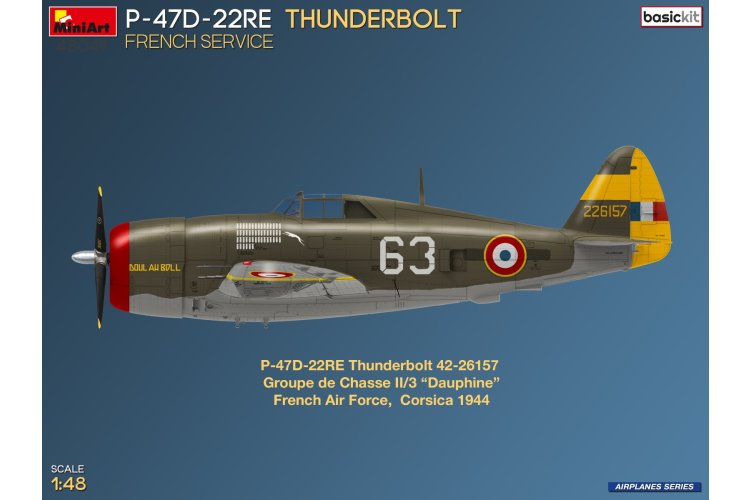 1:48 MiniArt 48047 Republic P-47D-22RE Thunderbolt - Franse Dienst - Basic Kit - Frans Propellervliegtuig - Min48047 2 - MIN48047
