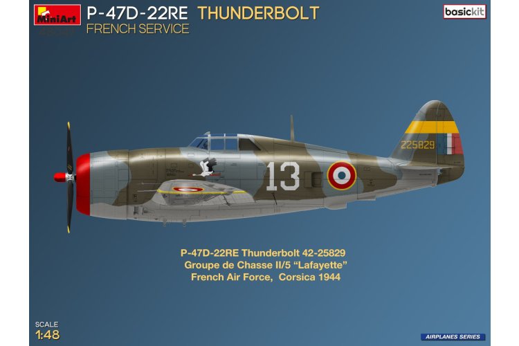 1:48 MiniArt 48047 Republic P-47D-22RE Thunderbolt - Franse Dienst - Basic Kit - Frans Propellervliegtuig - Min48047 3 - MIN48047