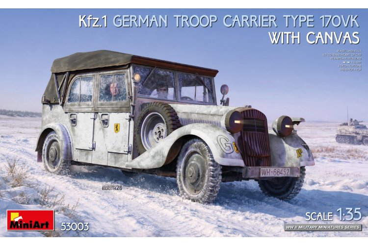 1:35 MiniArt 53003 Mercedes-Benz 170VK Kfz.1 Troop Carrier with Canvas WWII &ndash; German Military Vehicle - Min53003 1 - MIN53003