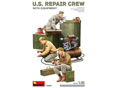1:35 MiniArt 53004 U.S. Repair Crew met Equipment WWII - 3 Figuren - Min53004 1 - MIN53004