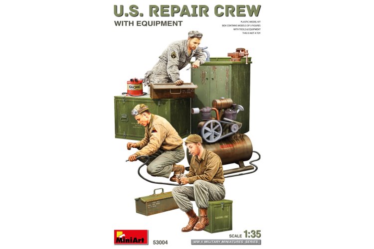1:35 MiniArt 53004 U.S. Repair Crew with Equipment WWII &ndash; 3 Figures - Min53004 1 - MIN53004