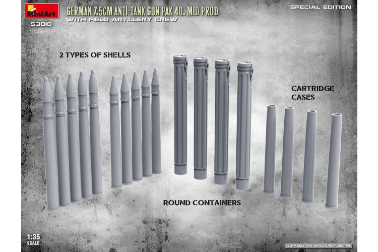 1:35 MiniArt 53010 German 7.5cm PaK 40 Mid Production with Artillery Crew WWII &ndash; Anti-Tank Gun - Min53010 10 - MIN53010