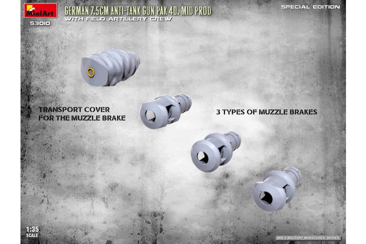 1:35 MiniArt 53010 German 7.5cm PaK 40 Mid Production with Artillery Crew WWII &ndash; Anti-Tank Gun - Min53010 11 - MIN53010