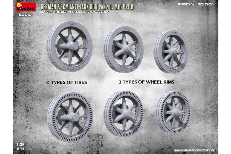 1:35 MiniArt 53010 German 7.5cm PaK 40 Mid Production with Artillery Crew WWII &ndash; Anti-Tank Gun - Min53010 12 - MIN53010