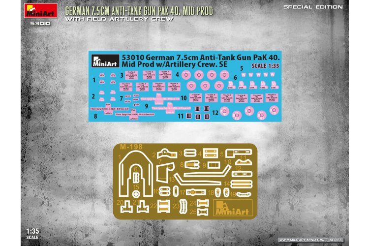 1:35 MiniArt 53010 German 7.5cm PaK 40 Mid Production with Artillery Crew WWII &ndash; Anti-Tank Gun - Min53010 2 - MIN53010