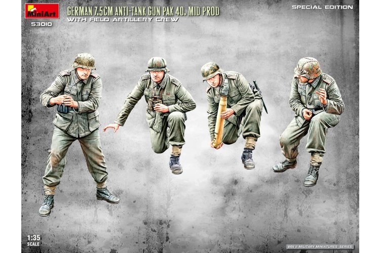 1:35 MiniArt 53010 German 7.5cm PaK 40 Mid Production with Artillery Crew WWII &ndash; Anti-Tank Gun - Min53010 3 - MIN53010