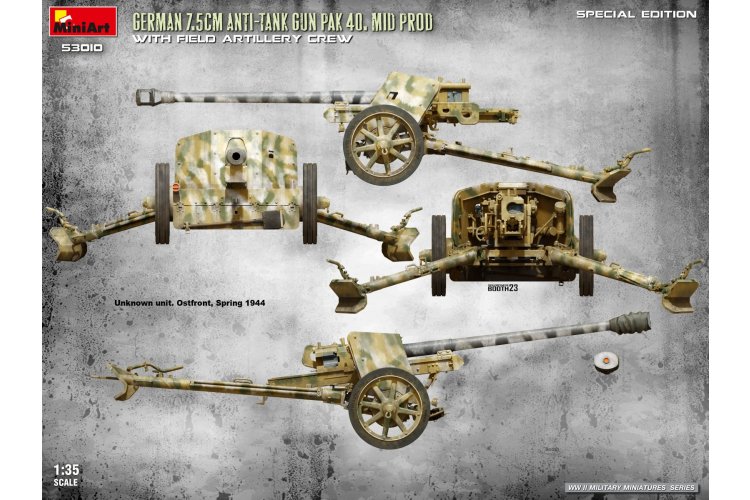 1:35 MiniArt 53010 German 7.5cm PaK 40 Mid Production with Artillery Crew WWII &ndash; Anti-Tank Gun - Min53010 5 - MIN53010