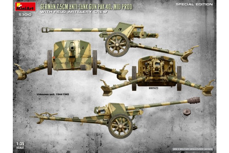 1:35 MiniArt 53010 German 7.5cm PaK 40 Mid Production with Artillery Crew WWII &ndash; Anti-Tank Gun - Min53010 7 - MIN53010