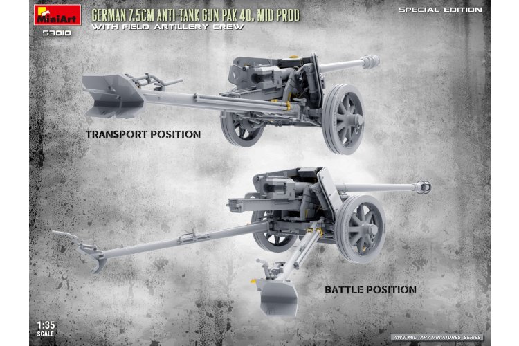 1:35 MiniArt 53010 German 7.5cm PaK 40 Mid Production with Artillery Crew WWII &ndash; Anti-Tank Gun - Min53010 8 - MIN53010