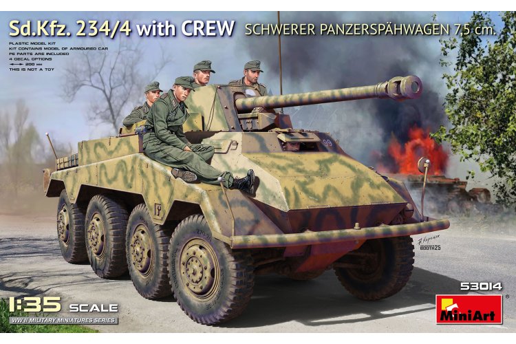 1:35 MiniArt 53014 Sd.Kfz. 234/4 Schwerer Panzersp&auml;hwagen 7,5 cm met Bemanning WWII - Duitse Pantserwagen - Min53014 1 - MIN53014