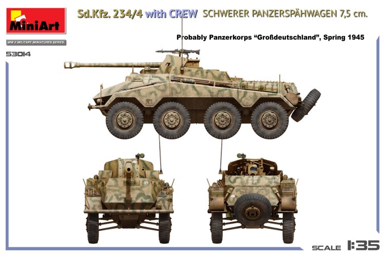 1:35 MiniArt 53014 Sd.Kfz. 234/4 Schwerer Panzersp&auml;hwagen 7,5 cm met Bemanning WWII - Duitse Pantserwagen - Min53014 5 - MIN53014