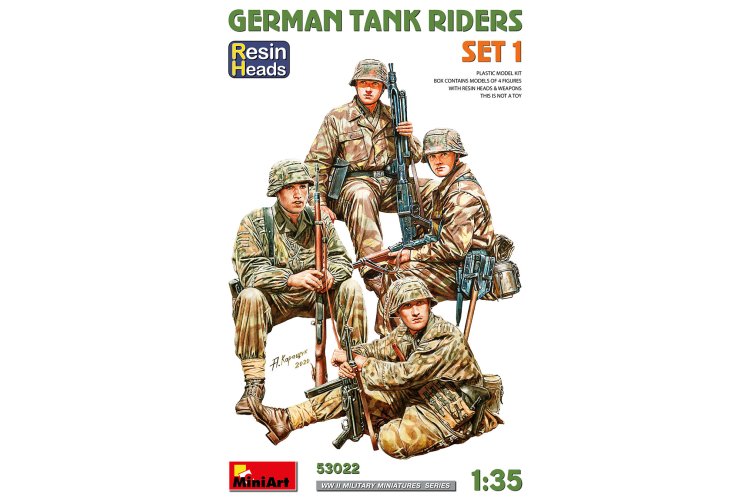 1:35 MiniArt 53022 German Tank Riders WWII - Set No. 1 - 4 Figures with Resin Heads - Min53022 1 - MIN53022