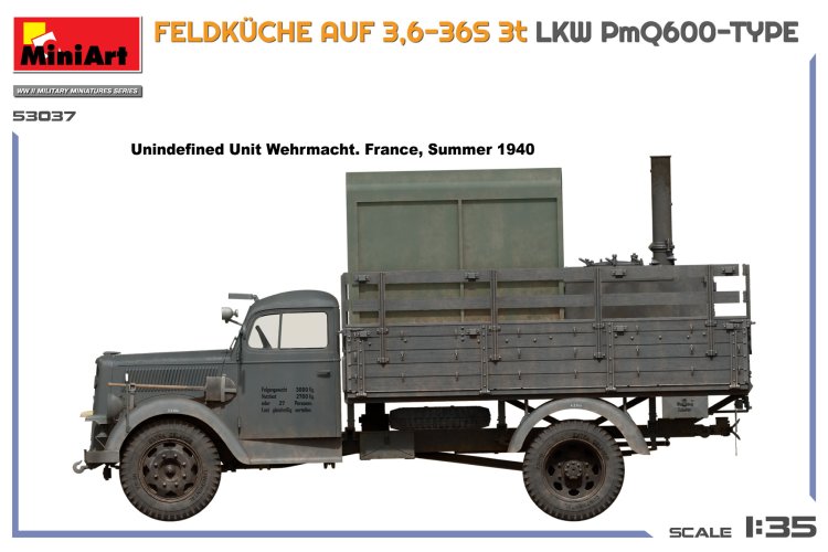 1:35 MiniArt 53037 Opel Blitz Feldk&uuml;che auf 3,6-36S 3t LKW PmQ 600-Type - Duits Militair Voertuig - Min53037 2 - MIN53037