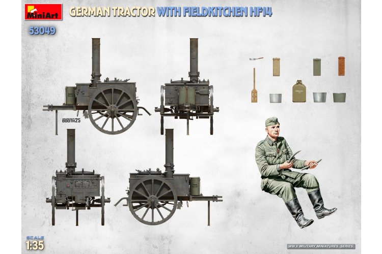 1:35 MiniArt 53049 Duitse Tractor met HF14 Veldkeuken WWII en 1 Figuur - Min53049 7 - MIN53049