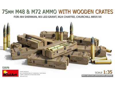 1:35 MiniArt 53078 75 mm M48 & M72 Munitie met Houten Kisten WWII voor Diorama - Min53078 1 - MIN53078