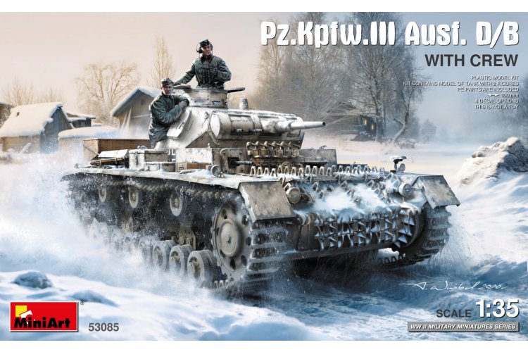 1:35 MiniArt 53085 Pz.Kpfw. III Ausf. D/B with Crew WWII &ndash; German Tank and 2 Figures - Min53085 1 - MIN53085