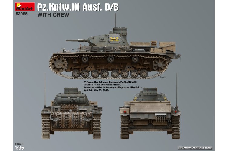 1:35 MiniArt 53085 Pz.Kpfw. III Ausf. D/B with Crew WWII &ndash; German Tank and 2 Figures - Min53085 4 - MIN53085