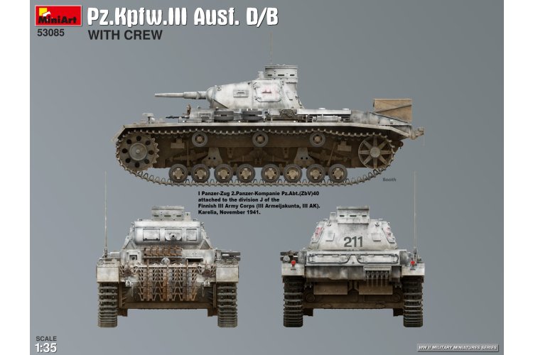 1:35 MiniArt 53085 Pz.Kpfw. III Ausf. D/B with Crew WWII &ndash; German Tank and 2 Figures - Min53085 5 - MIN53085