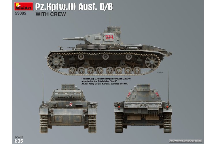 1:35 MiniArt 53085 Pz.Kpfw. III Ausf. D/B with Crew WWII &ndash; German Tank and 2 Figures - Min53085 6 - MIN53085