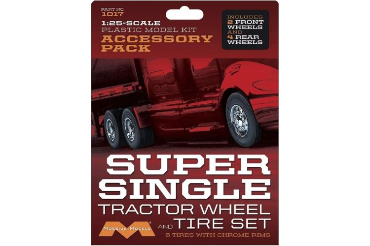 1:25 Moebius 1017 Super Single Vrachtwagen Chrome Velgen- en Bandenset - 6 stuks - Moe1017 2 - MOE1017