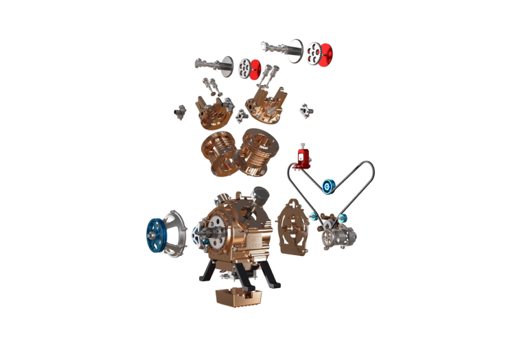 Revell 00448 Teching Working 2 Cylinder Engine Kit - Rev00448 - REV00448