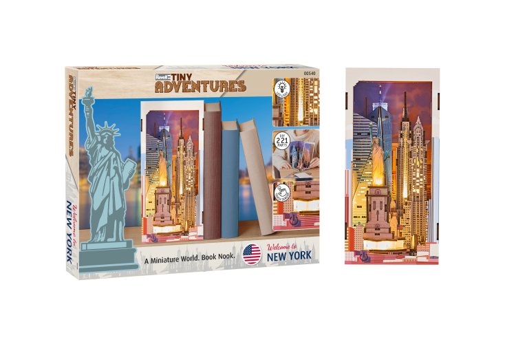 Revell 00540 Tiny Adventures &ndash; New York &ndash; Book Nook with LED Lighting &ndash; 18x11x23cm - Rev00540 1 - REV00540