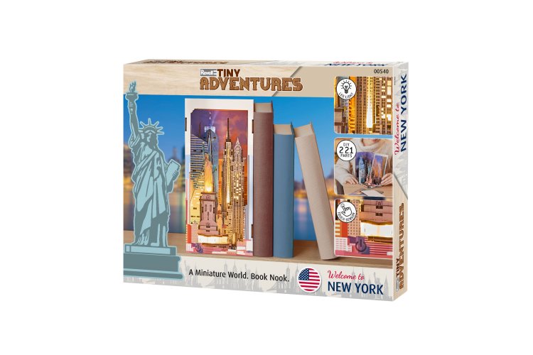 Revell 00540 Tiny Adventures &ndash; New York &ndash; Book Nook with LED Lighting &ndash; 18x11x23cm - Rev00540 10 - REV00540