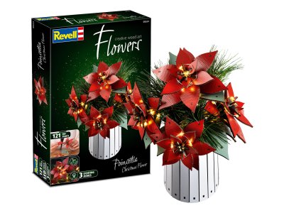 Revell 00634 Flowers - Kerstbloemen Poinsettia - Houten Bloemen met Vaas - Rev00634 1 - REV00634