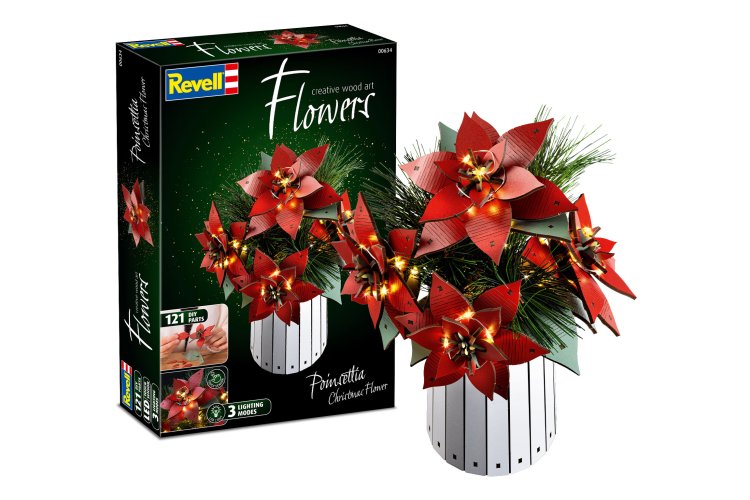 Revell 00634 Flowers - Kerstbloemen Poinsettia - Houten Bloemen met Vaas - Rev00634 1 - REV00634