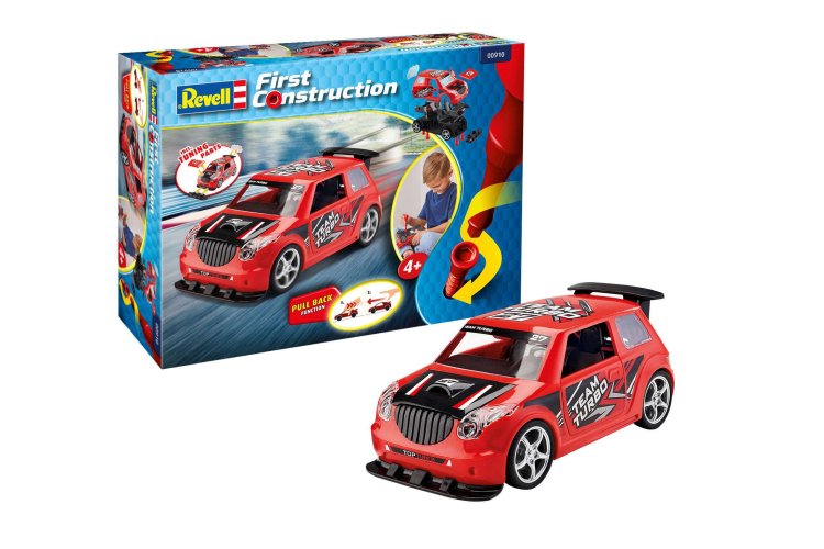 1:20 Revell 00910 Rallye Car with pullback motor - Red - First Construction - Rev00910 rallye car with pullback motor red revell first construction bouwpakket voor 4 jaar 00910 rallye car with pullback motor red 01 1 - REV00910
