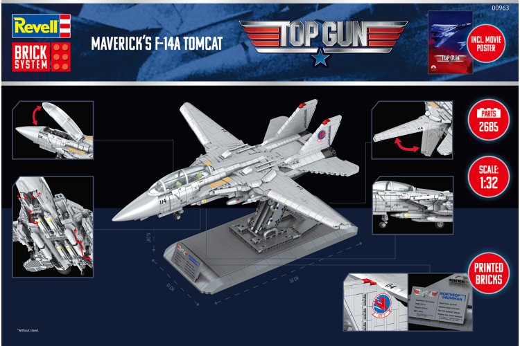 1:18 Revell 00963 Brick System - Top Gun - Maverick's F-14A Tomcat with Detailed Cockpit - Rev00963 11 - REV00963