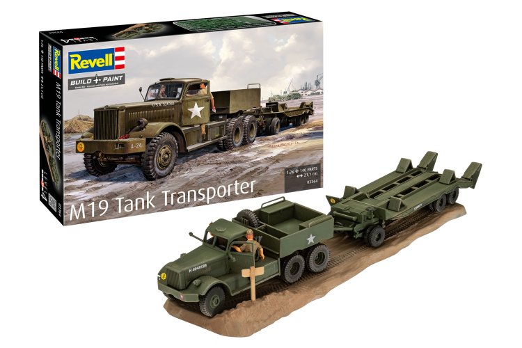 1:76 Revell 03364 M19 Tank Transporter - Militaire Vrachtwagen met Aanhanger - Rev03364 1x - REV03364