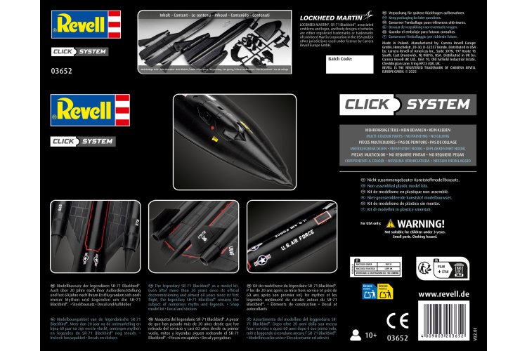 1:110 Revell 03652 Lockheed SR-71 Blackbird easy-click-system - Rev03652 13 - REV03652