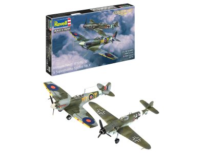 1:72 Revell 03710 Messerschmitt Bf 109G-10 & Supermarine Spitfire Mk.V WWII - 2 Fighter Aircraft - Combat Set - Rev03710 1 - REV03710