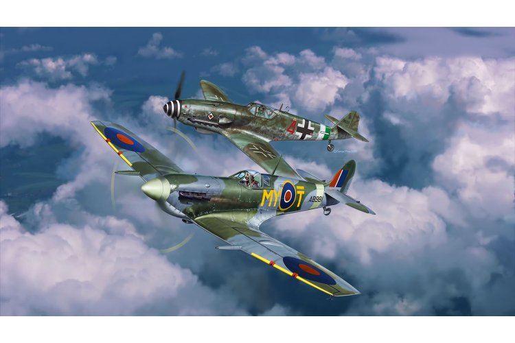 1:72 Revell 03710 Messerschmitt Bf 109G-10 & Supermarine Spitfire Mk.V WWII - 2 Fighter Aircraft - Combat Set - Rev03710 12 - REV03710