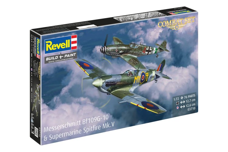 1:72 Revell 03710 Messerschmitt Bf 109G-10 & Supermarine Spitfire Mk.V WWII - 2 Fighter Aircraft - Combat Set - Rev03710 21 - REV03710