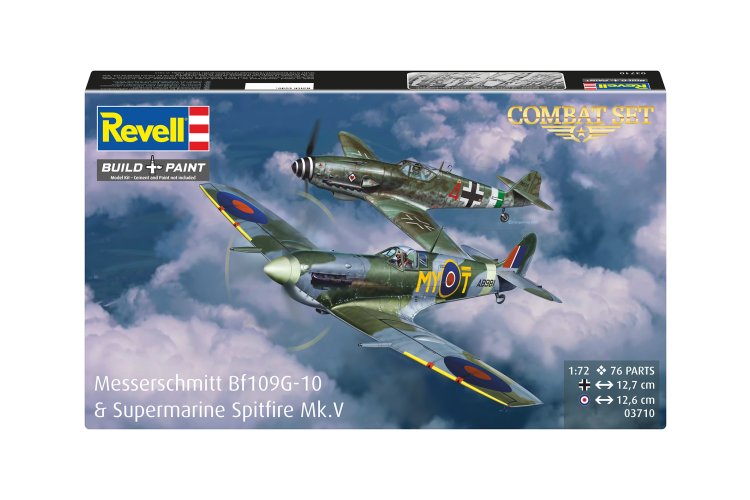 1:72 Revell 03710 Messerschmitt Bf 109G-10 & Supermarine Spitfire Mk.V WWII - 2 Fighter Aircraft - Combat Set - Rev03710 22 - REV03710