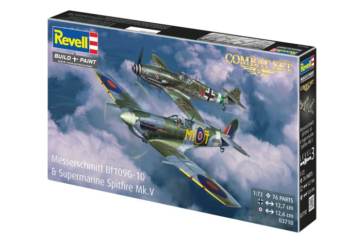 1:72 Revell 03710 Messerschmitt Bf 109G-10 & Supermarine Spitfire Mk.V WWII - 2 Fighter Aircraft - Combat Set - Rev03710 23 - REV03710