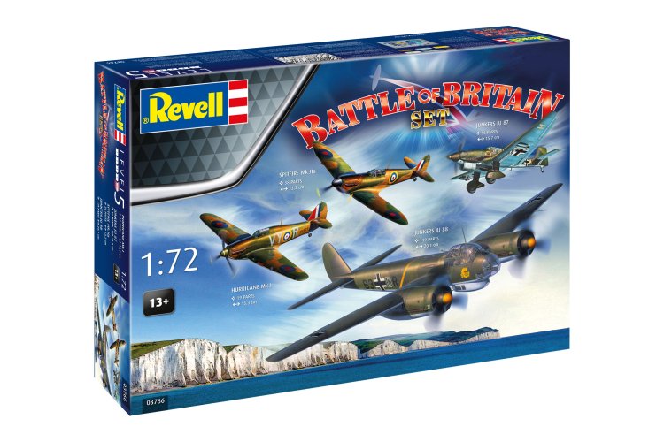 1:72 Revell 03766 Battle of Britain 85th Anniversary - Spitfire + Hurricane + 2x Junkers - Vliegtuigen - Rev03766 1 - REV03766