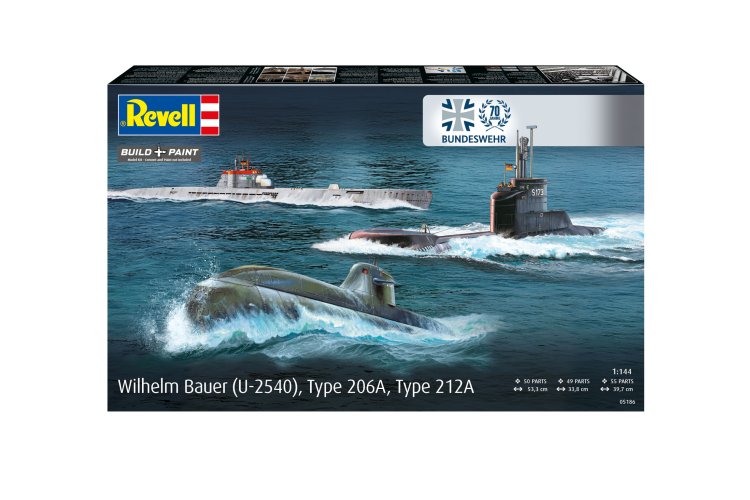 1:144 Revell 05186 &ndash; 70 Years Bundeswehr &ndash; 3 German Submarines &ndash; Exclusive Anniversary Edition - Rev05186 17x - REV05186