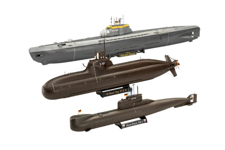 1:144 Revell 05186 &ndash; 70 Years Bundeswehr &ndash; 3 German Submarines &ndash; Exclusive Anniversary Edition - Rev05186 2 - REV05186